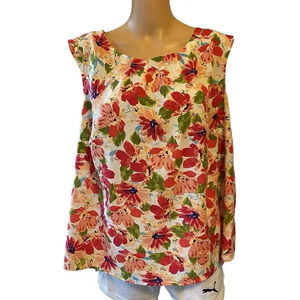 Talbots Lady 3X Floral Blouse Tank Top Sleeveless Casual Cottagecore Lightweight